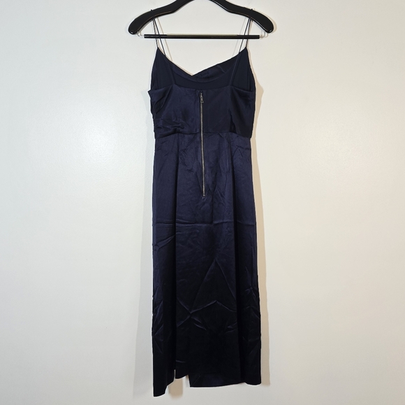 Alice + Olivia Dion Ruched Midi Slip Sun Dress Navy Blue 4 Sundress - Picture 5 of 9
